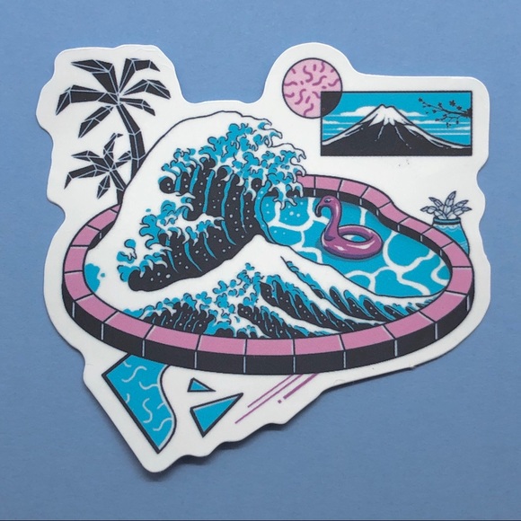 🌻10/$10🌻 Small Pool Wave Sticker VSCO - Picture 1 of 2